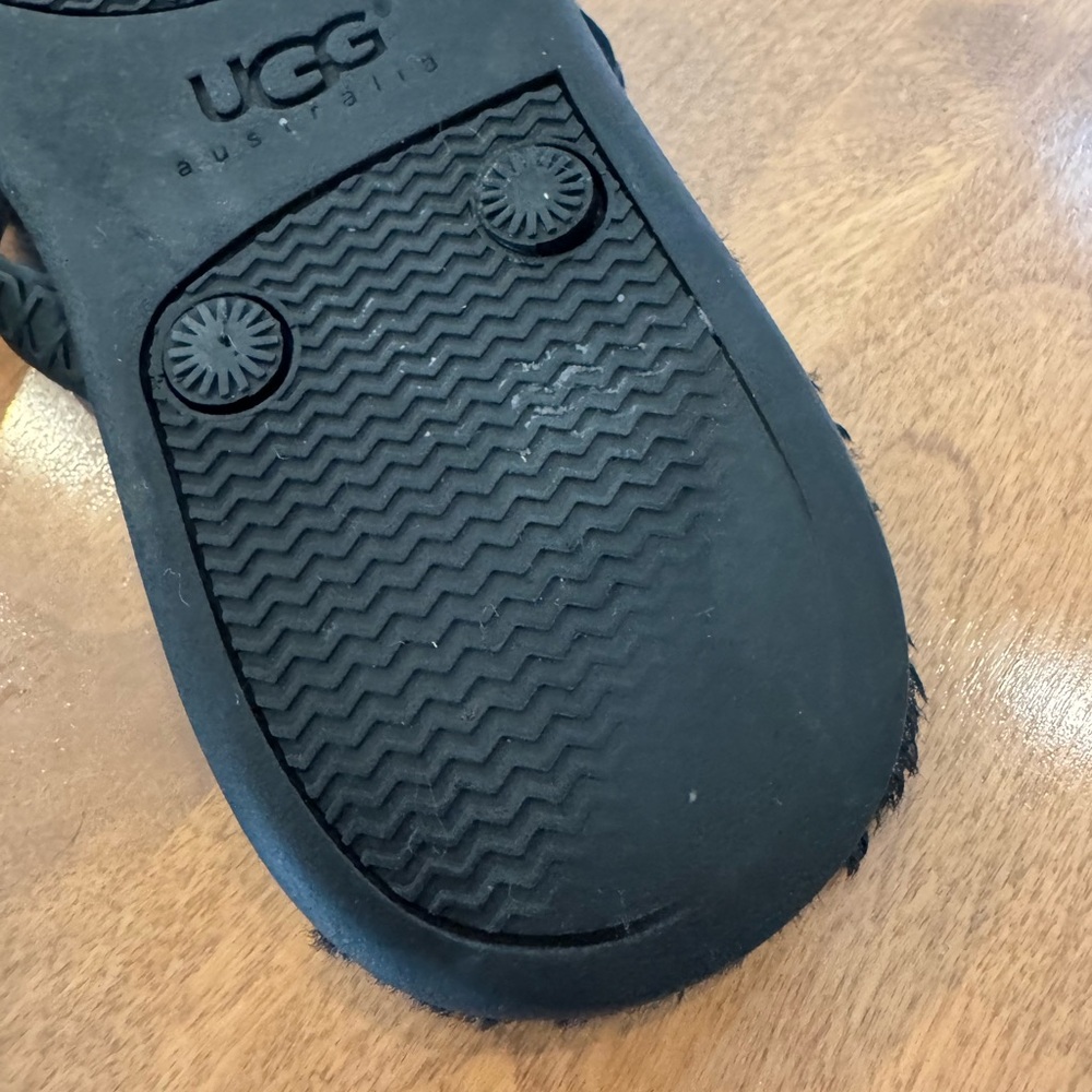 UGG Black Fuzzy flip flop Sandals - Picture 7 of 8